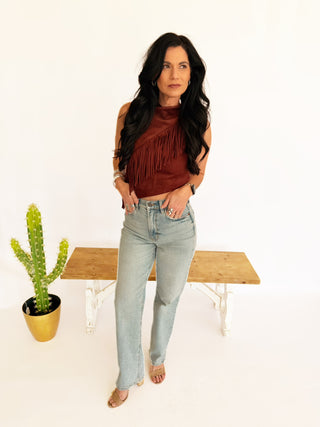 Alex suede fringe top