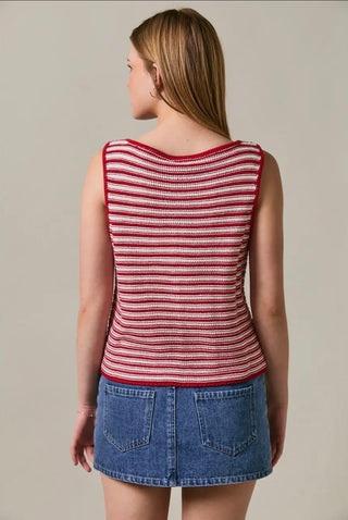 Shelia stripe crimson and white sweater vest