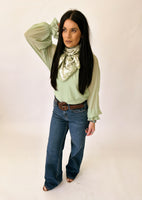 Janie green blouse - wear 2 ways