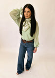 Janie green blouse - wear 2 ways