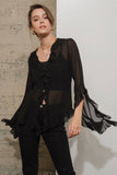 Amy black ruffle blouse