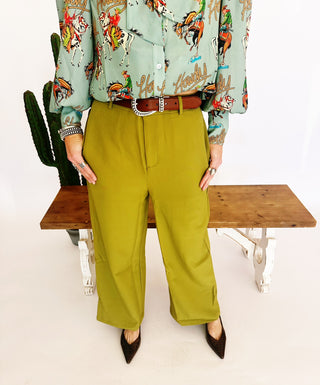 Amanda dark lime green dress pants