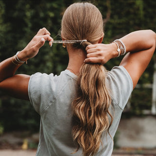 "Glimmer" Soft Pinks with Pearl & Gold Accent Hair Tie Bracelets