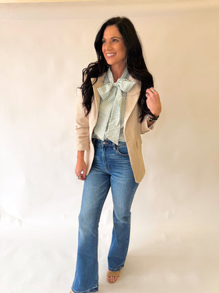 Kali textured cinch sleeve blazer