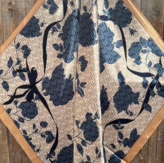 Navy & cream floral wild rag