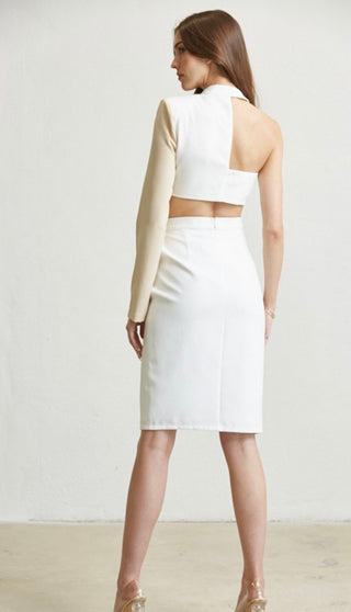 Candy color block skirt with cut out