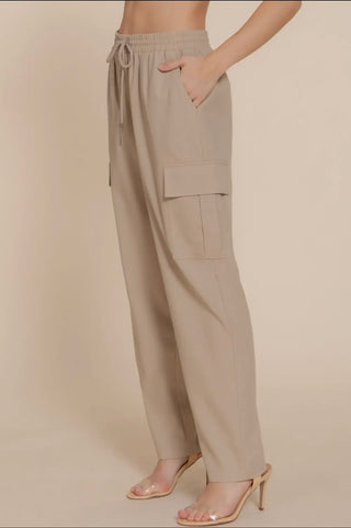 Cheri neutral linen cargo pants