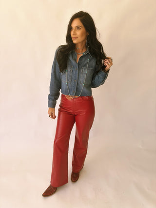 Jen cropped denim Pearl snap