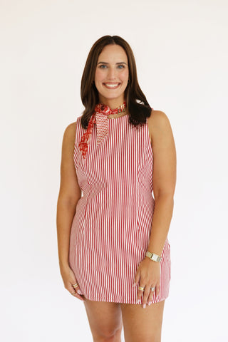 Melody stripe crimson dress