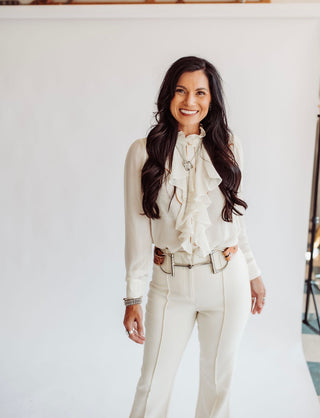 Riley cream ruffle blouse