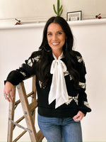 Taylor bow sweater with pearls - 2 colors