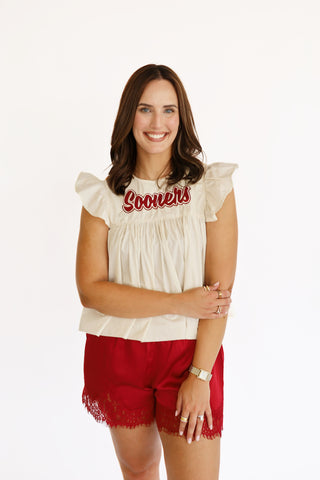 Sarah Sooners flutter sleeve blouse