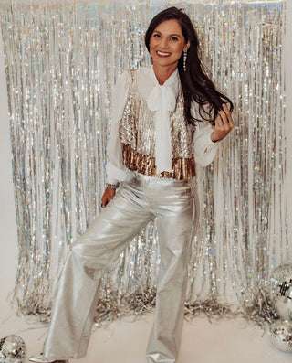 Vail silver wide leg denim