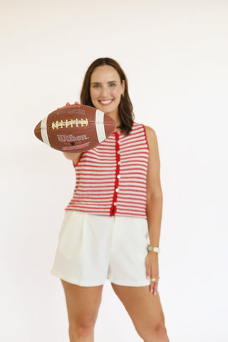 Shelia stripe crimson and white sweater vest