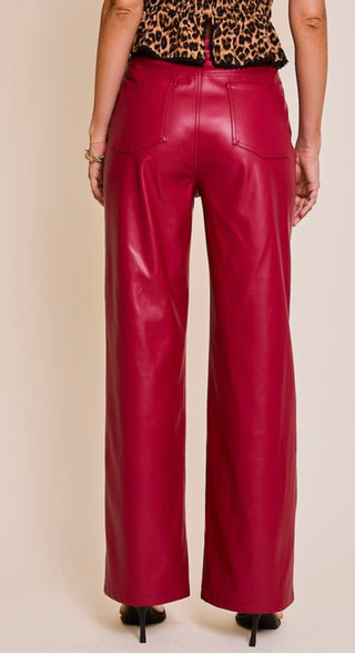Dawn deep red leather pants