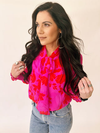 Penelope floral tie front blouse