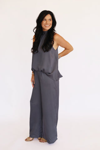 Macee charcoal wide leg dress pants