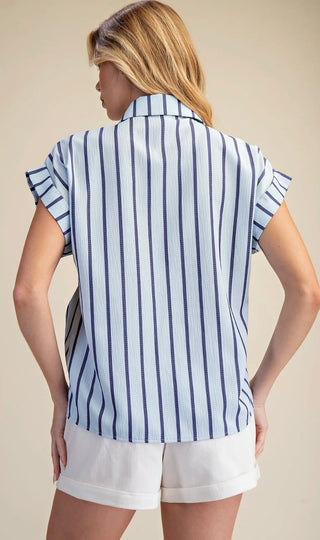 Nicole stripe blouse with tie front - 2 colors