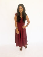 Brittany burgundy midi dress