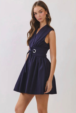 Julie navy button up dress