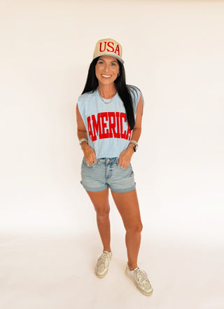 America puff muscle tee