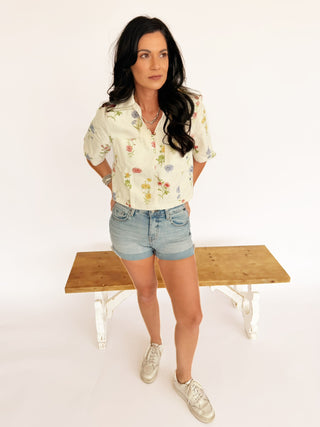 Destiny Floral denim cropped top