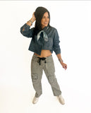 Zoei stripe drawstring barrel jeans