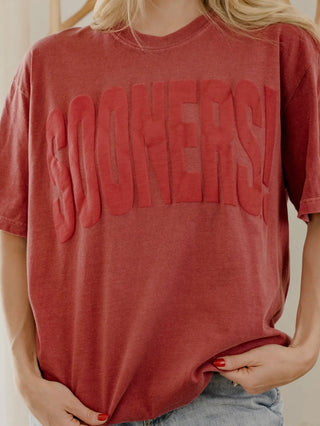 Sooners puff ink crimson comfort colors tee