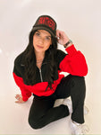 Red and black attack pullover