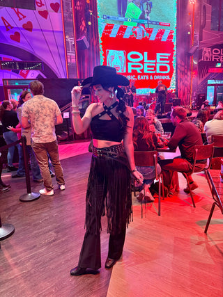 Fringe faux leather belt