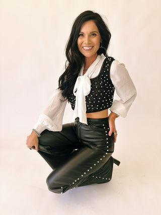 Penelope Pearl and sequin crop top