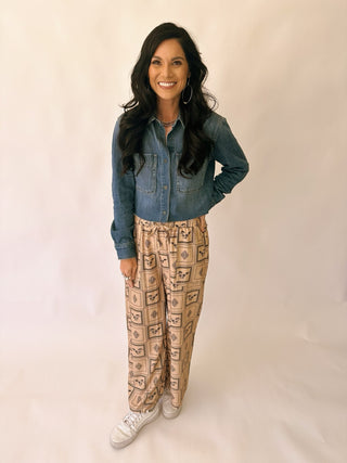 Jen cropped denim Pearl snap