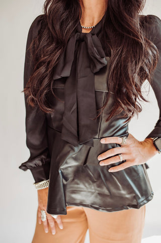 Ava leather peplum top
