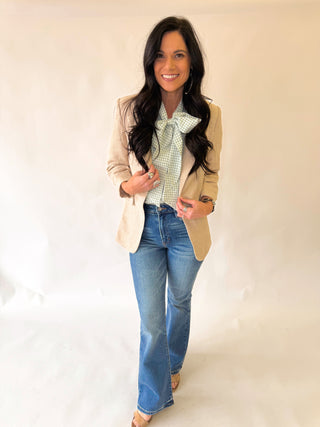 Kali textured cinch sleeve blazer