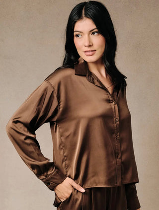 Bethany Brown silk like button up