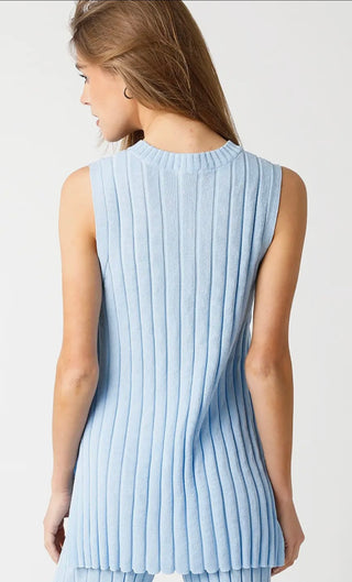 Lucy Sky blue long line sleeveless top