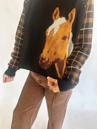 Horse plaid sweater