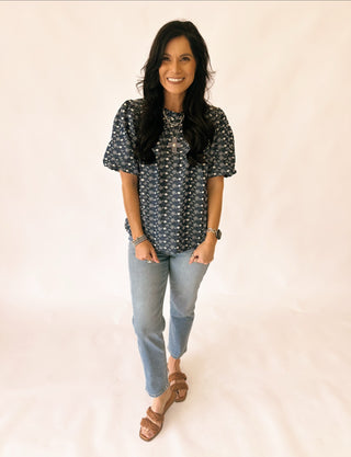 Gayle denim embroidered top
