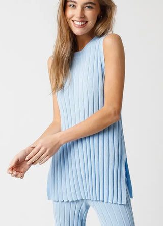 Lucy Sky blue long line sleeveless top
