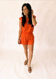 Tara orange flutter sleeve top
