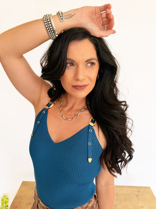 Brandi Buckle ribbed bodysuit - 2 colors
