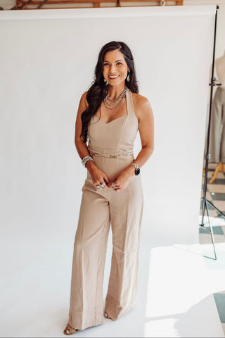 Brittany taupe jumpsuit