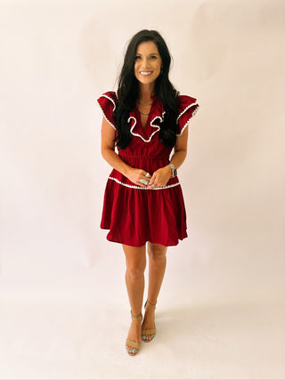 Quinn crimson and cream dress