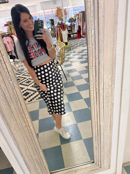 Renee polka dot midi skirt