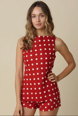 Alexis polka dot long line blouse