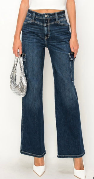 Lori high rise wide leg cargo denim