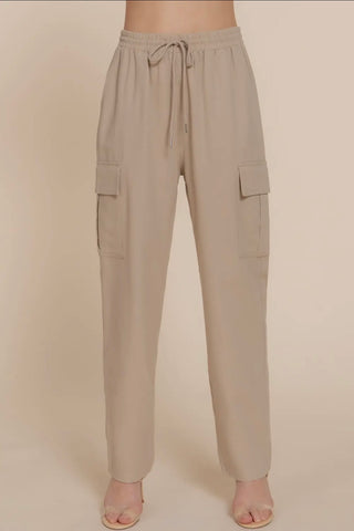 Cheri neutral linen cargo pants
