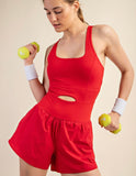 Callie red athletic romper