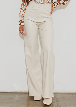 Adrienne cream leather pants