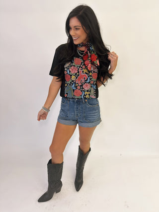 Claire medium wash denim shorts